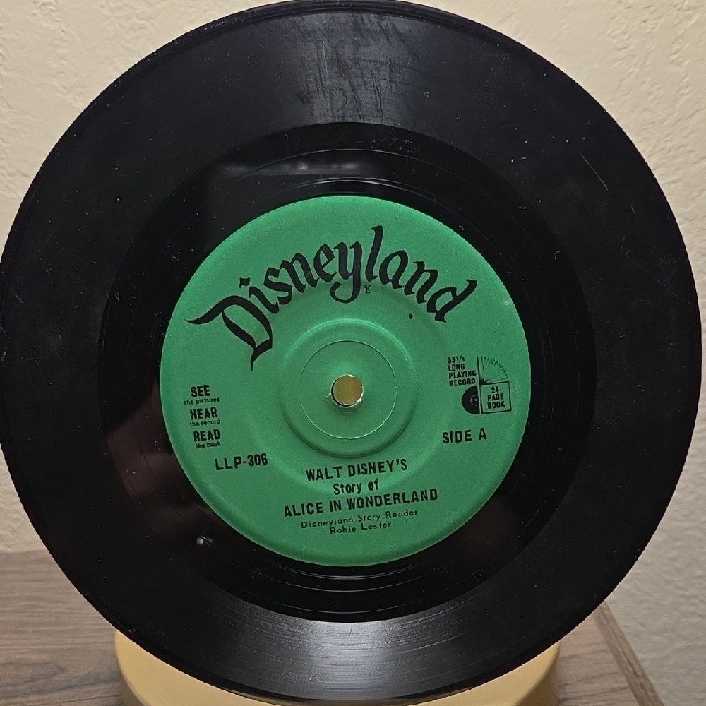 Vintage Disneyland Green Vinyl Record Wall Art